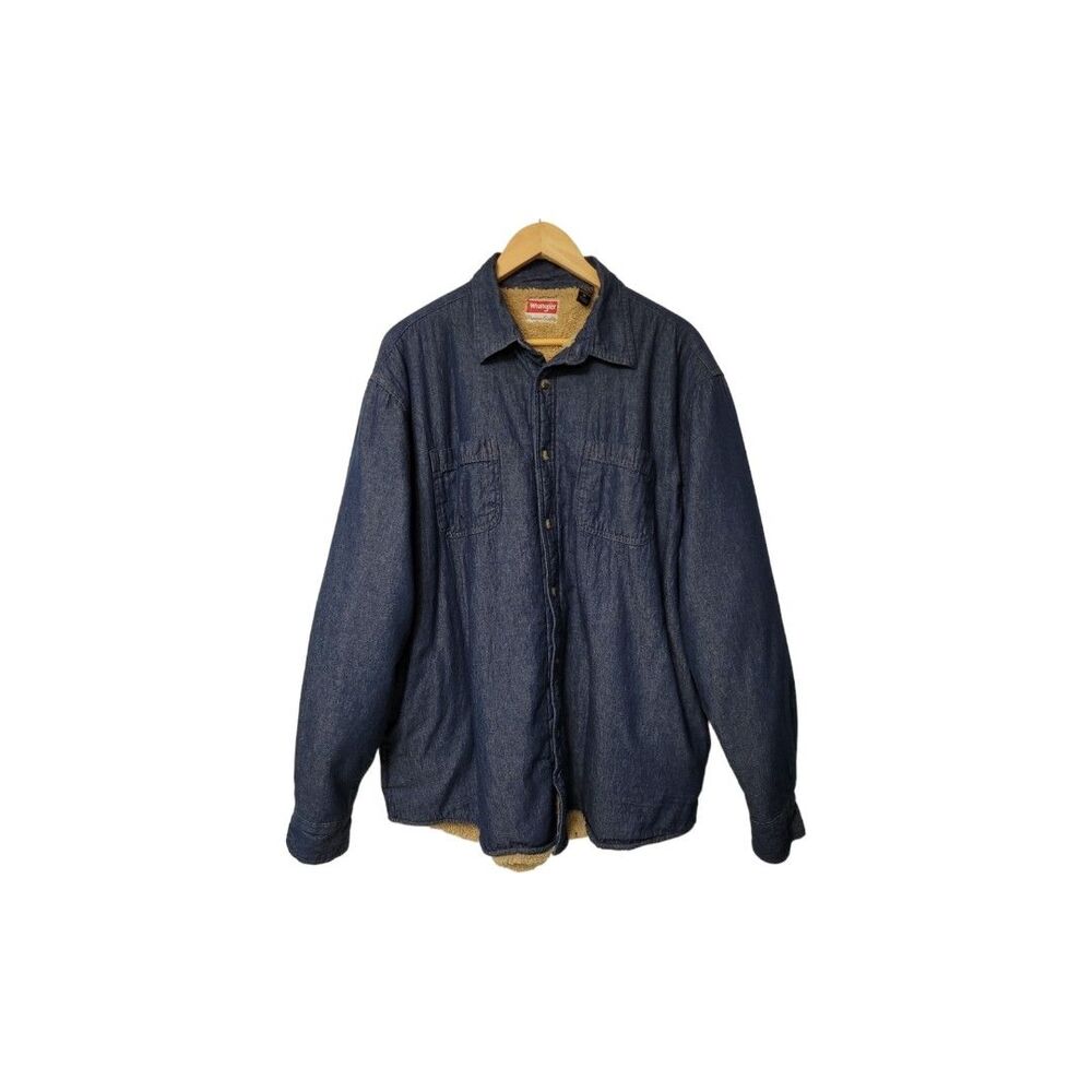 Wrangler Denim Shacket Men XL Blue Soft Lining 100% Cotton
